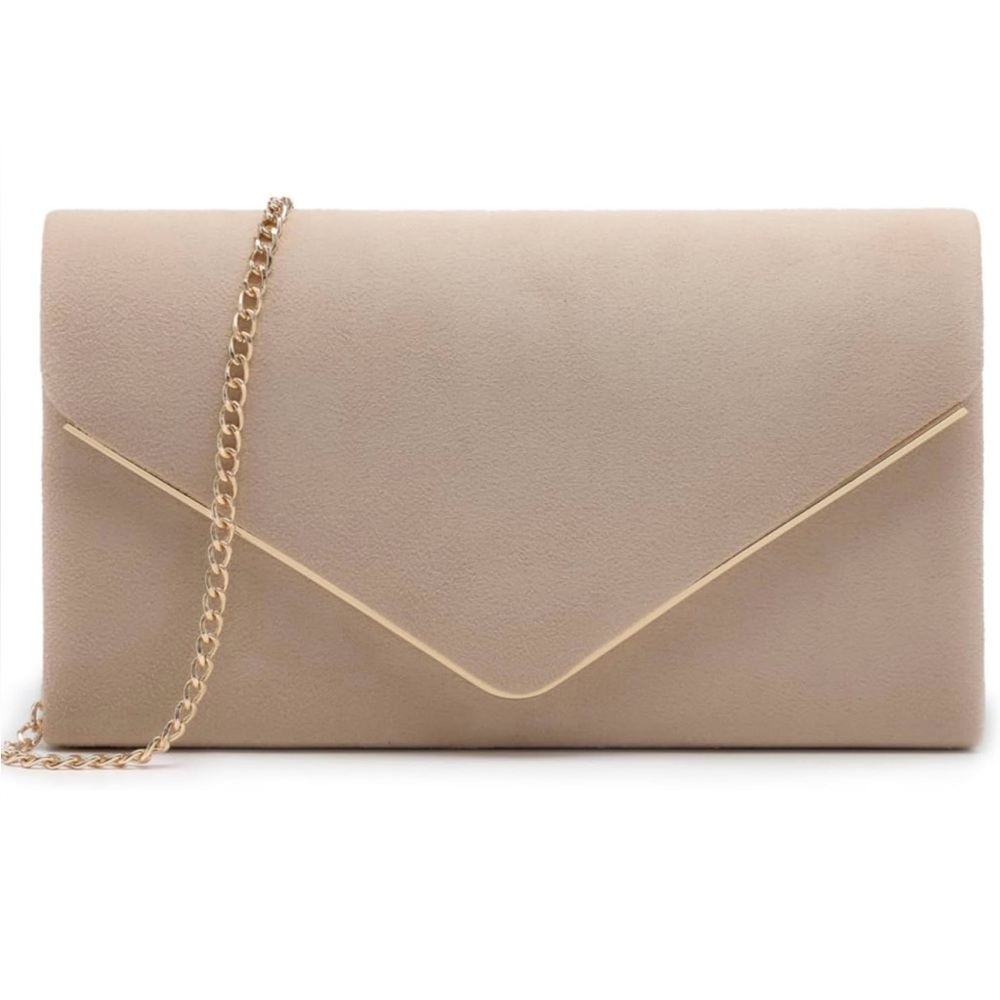 Chic Beige Envelope Clutch with Chain